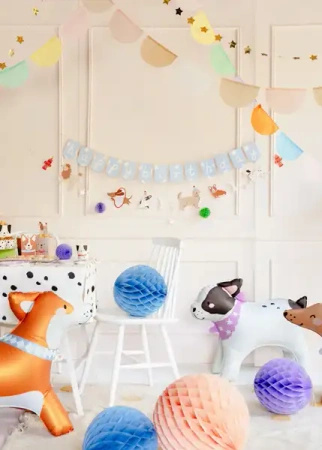 Baner papierowy "Happy Birthday Pieski", 2,1 m, 1 szt.
