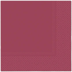 Burgundy 3-ply napkins, 1/4, 33 x 33 cm 20 pcs