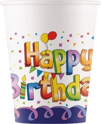 Paper cup “Happy Birthday” 200 ml 8 pcs