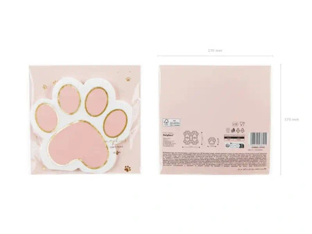 Paper Napkins "Kitten Paw Prints", 15.5 × 14.5 cm, 12 pcs