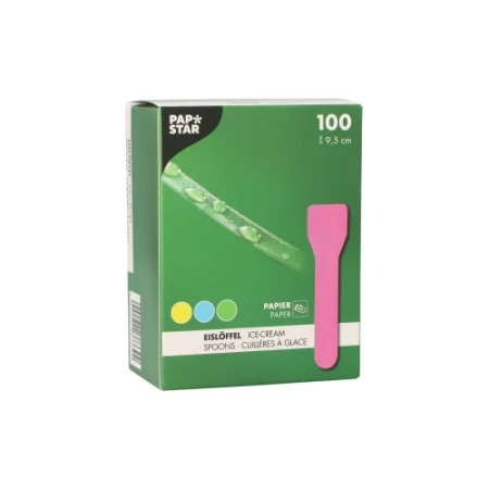 Łyżeczki papierowe do lodów, paleta barw, 9,5 cm, 100 szt.