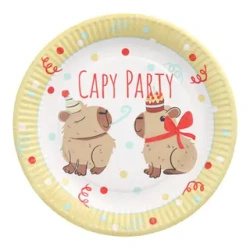 Paper Round Plate "Capy Party" 23 cm, 10 pcs.