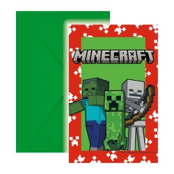 Invitations with envelopes Minecraft, 6 pcs.
