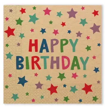 Serwetki 2-warstwowe "Happy Birthday Stars", 33 x 33 cm, 20 szt.