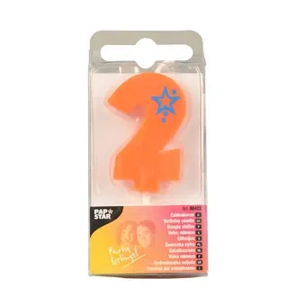Orange Birthday Candle Number "2", 1 pc.