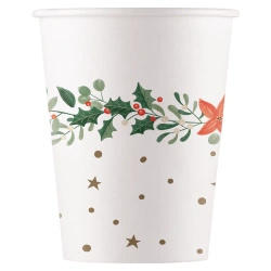 Kubek papierowy "Świąteczny Wieniec" 200 ml 8szt.