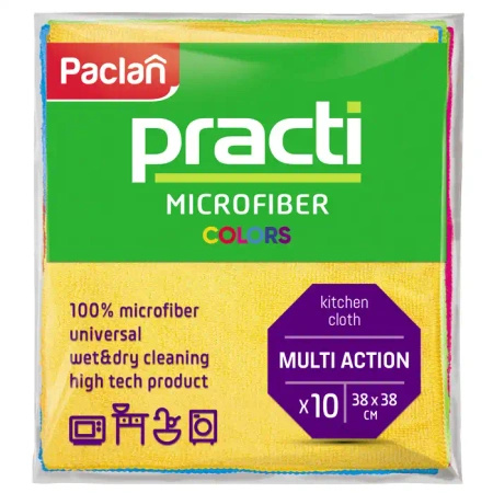 Paclan 5Colors Microfiber Cloths 38 × 38 cm, 10 pcs