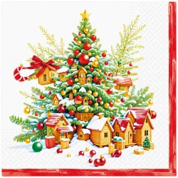 3-ply napkins "Festive Joy Tree", 1/4, 33 x 33 cm, 20 pcs