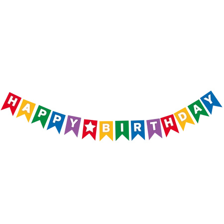 Paper birthday banner “Happy Birthday” 2 m, 1 pc