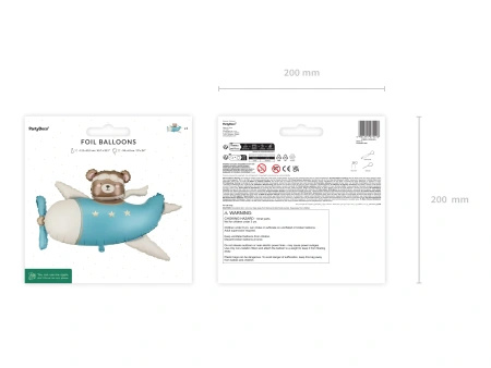 Foil Balloon "Bear in a Blue Airplane", 94 × 61 cm, 1 pc