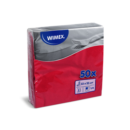 2-ply Red napkins 1/4 fold 33 × 33 cm, 50 pcs.