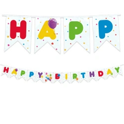 Reusable "Happy Birthday" Flag Garland 2,3 m, 1 Pc.