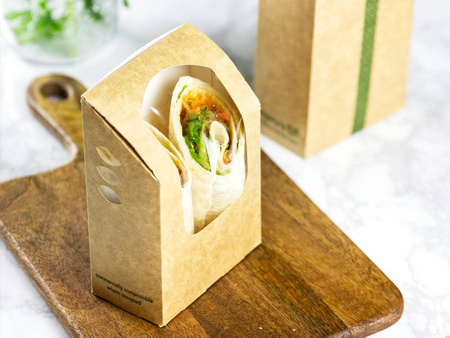 Tortilla box with PLA window 13.5 x 9.5 x 5 cm 50 pcs.