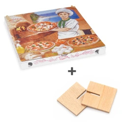 KIT: 32.5 x 32.5 x 3 cm pizza box 100 pcs. + support 100 pcs.