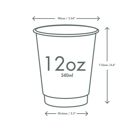 Kubek papierowy dwuściankowy czarny 350 ml, śr. 90 mm 25 szt.