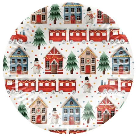 Talerz papierowy okrągły "Cozy Christmas" śr. 18 cm, 8 szt.