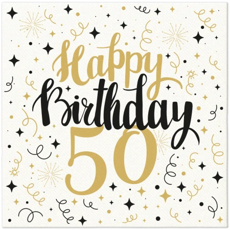 Premium Airlaid "Birthday 50" Napkins 40 cm x 40 cm, 50 pcs