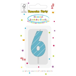 Blue Birthday Candle "6", 1 pc.