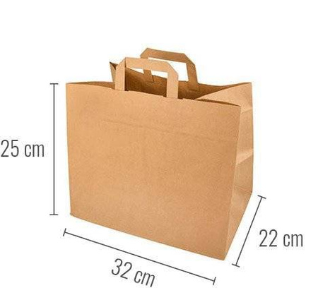 Paper bag with flat handle 32 x 22 x 25 cm 50 pcs.