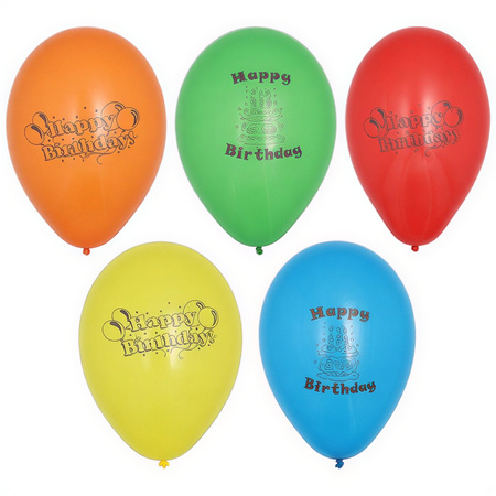 Balloons "Happy Birthday" mix 22 cm, 10 pcs