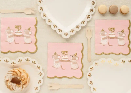 2-Ply Paper Napkins "Pink Mice", 33 × 33 cm, 12 pcs