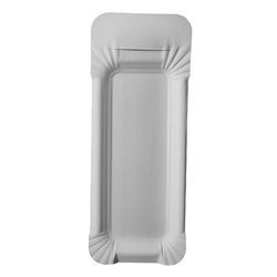 White paper tray with handle 18+3 x 8 cm 25 pcs.