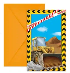 Zaproszenia z kopertą "Construction" 6 szt.