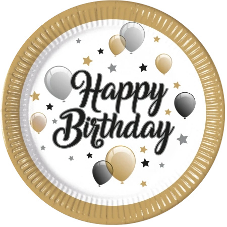 Paper plates "Milestone Happy Birthday", 23 cm, 8 pcs