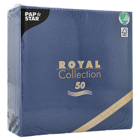 Serwetki Royal Collection niebieskie / granatowe 1/4 3W 40 x 40 cm 50 szt.