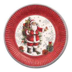 Round paper plate "HoHoHo" 23 cm 10 pcs.