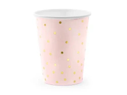 Kubki papierowe "Różowe w Kropki", 260 ml, 6 szt.