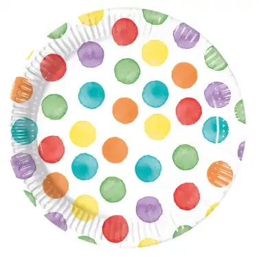 Paper plates "Multicolor Dots", 20 cm, 8 pcs