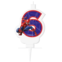 Świeczka urodzinowa Spiderman "6" 1 szt.