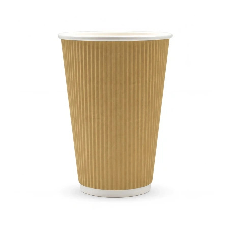 Kubek papierowy karbowany brązowy, dyspersja, 450 ml, śr. 90 mm 25 szt.