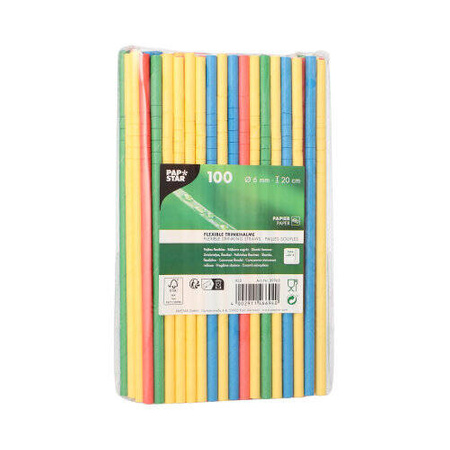Flexible paper straws, color palette, 8/250 mm 100 pcs