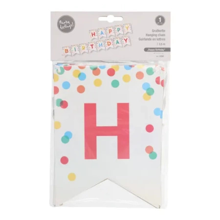 Girlanda papierowa "Happy Birthday", dł. 3,5 m, wys. 20 cm, 1 szt.