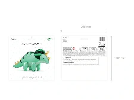 Balon foliowy stojący "Triceratops - Dinozaur" 101 x 60,5 cm, 1szt.