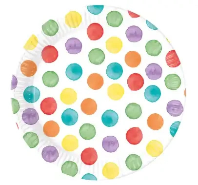 Talerze papierowe "Multicolor Dots", 23 cm, 8 szt.