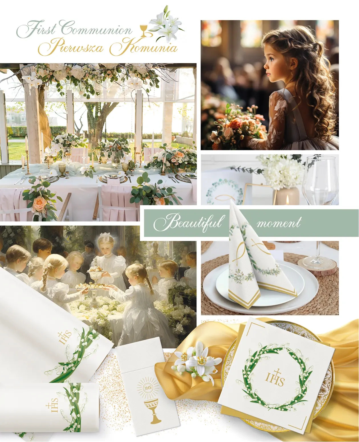 PREMIUM paper runner in roll, 1st Holy Communion, 40 cm x 5 m 1 pcs ...