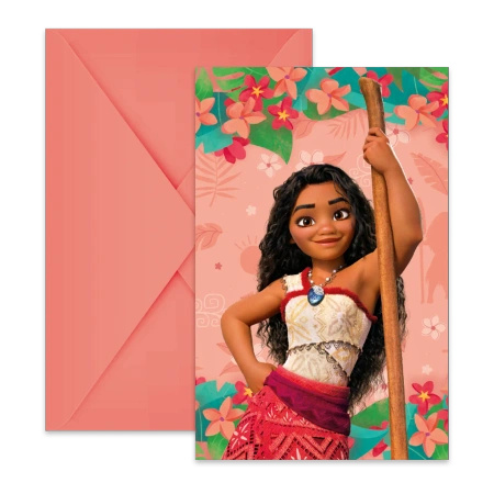 Invitations with envelopes Vaiana, 6 pcs.