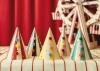 Colorful Paper Party Hats with Pom-Poms, 16 cm, 6 pcs