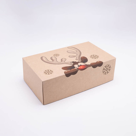 Kraft box with lid "Reindeer" 31 x 22 x 8 cm 50 pcs.