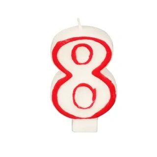White Birthday Candle Number "8", 1 pc.