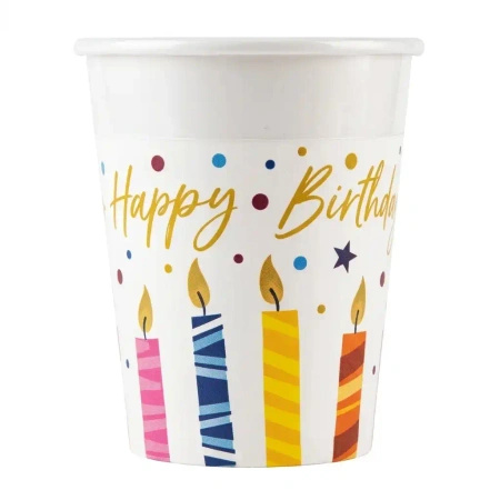 Paper cup “Birthday candles” 200 ml 8 pcs
