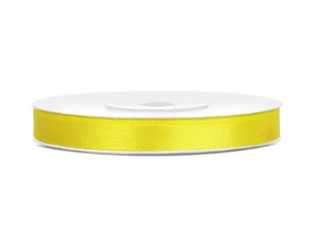 Yellow Satin Ribbon / Tape, 6 mm × 25 m, 1 pc