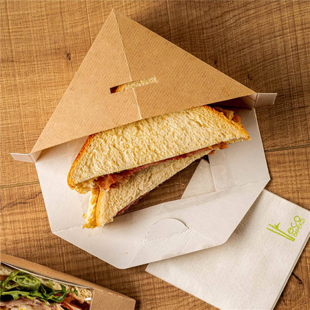 Cardboard package with paper window for sandwiches 12.4 x 12.4 x 7.5 cm 50 pcs.