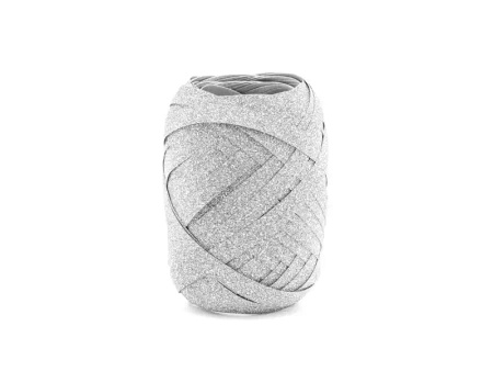 Wstążka / Tasiemka, Srebrna Brokatowa, 5mm x 10m, 1 szt.