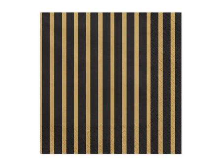 Serwetki 3-warstwowe ""Złoto Czarne Paski"", 33 x 33 cm, 20 szt.