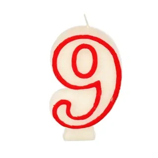 Świeczka urodzinowa biała cyfra "9" 1 szt.