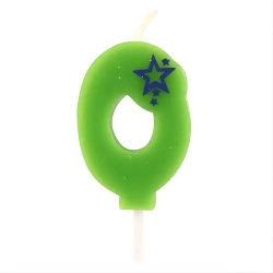 Green Birthday Candle Number "0", 1 pc.